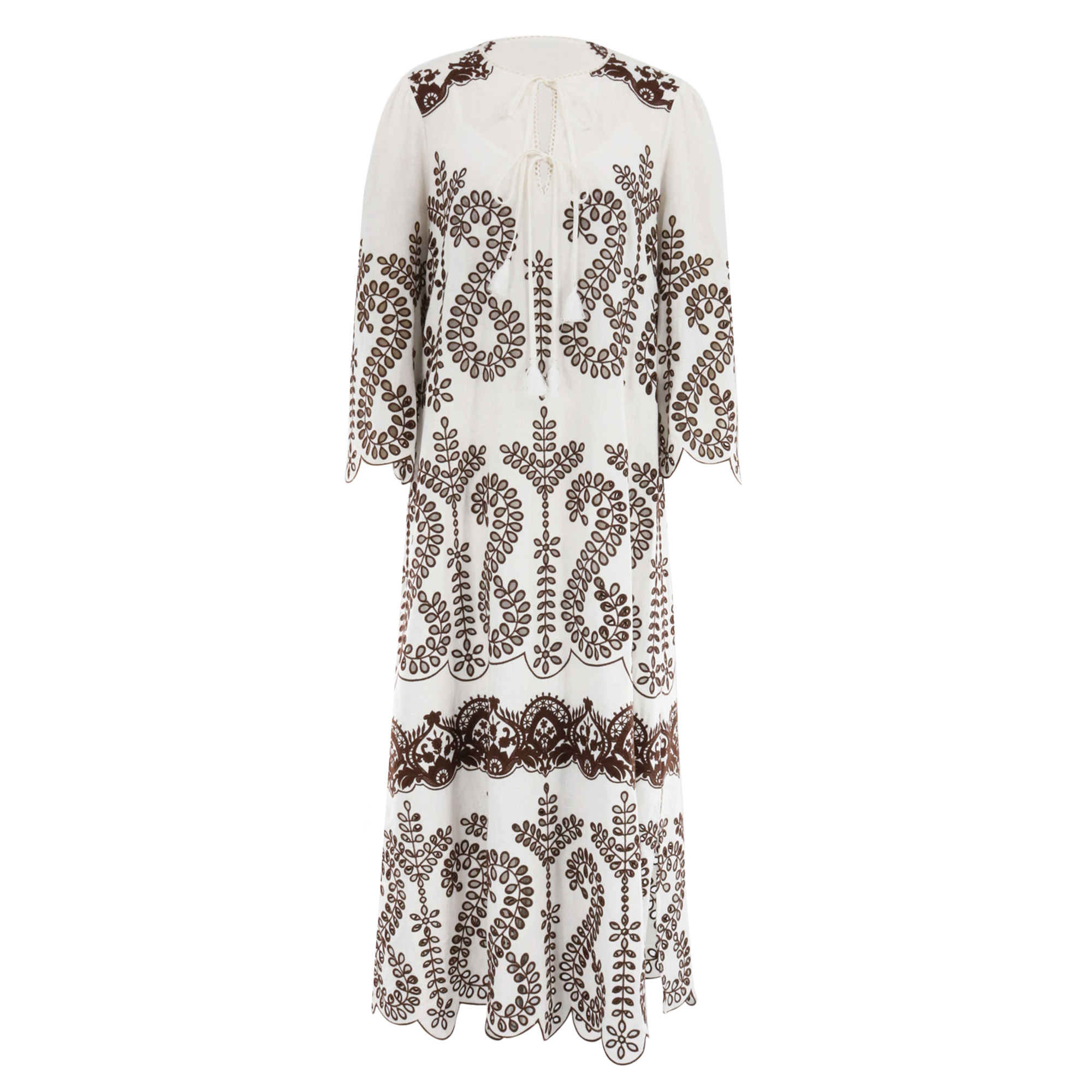 Norah Long Sleeve Embroidery Midi Dress