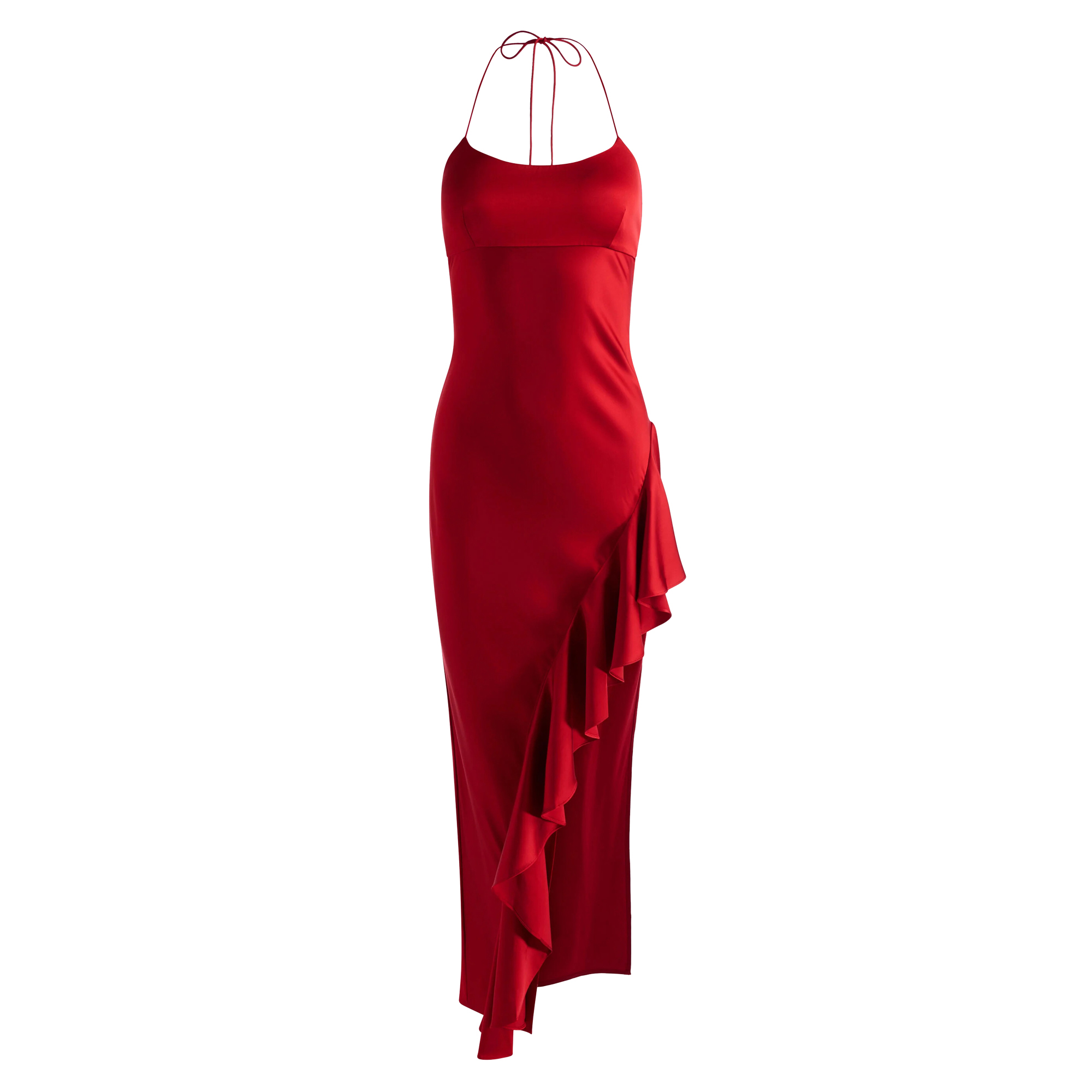 Palma Asymmetric Ruffle Maxi Slip Dress