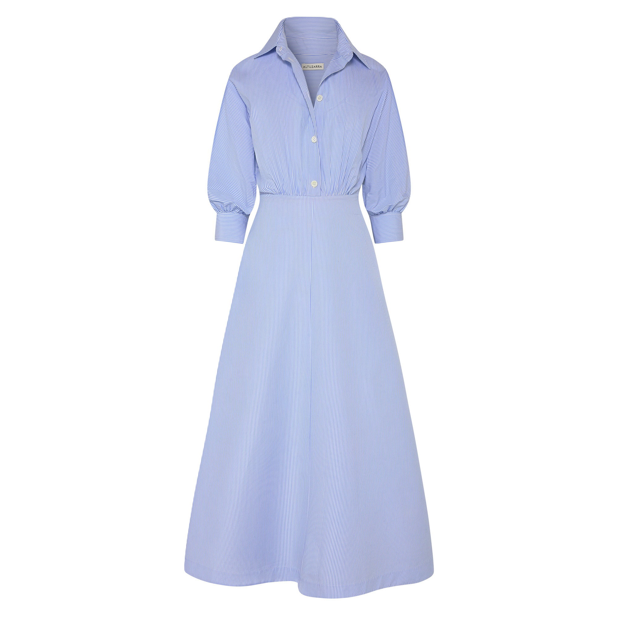 Eleanor 3/4 Sleeve Point Collar Midi Dress