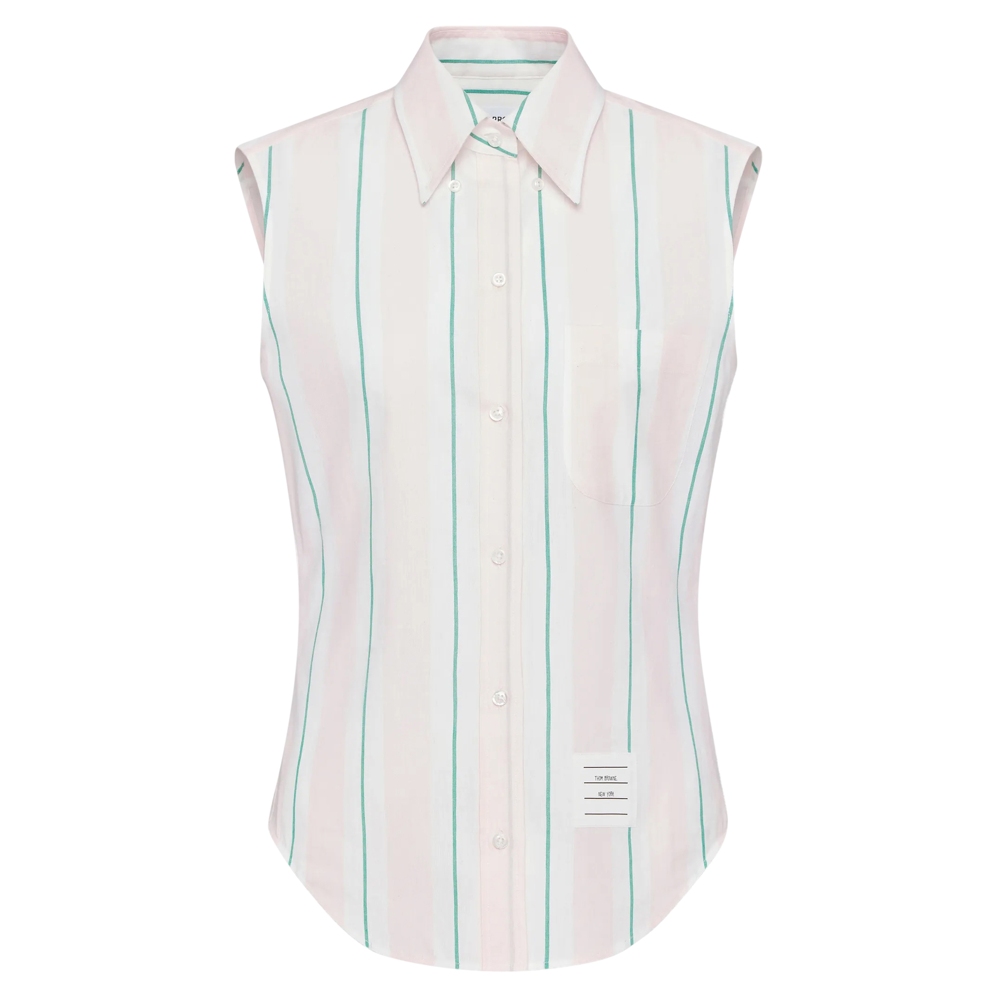 Sleeveless Classic Button Down Point Collar Shirt