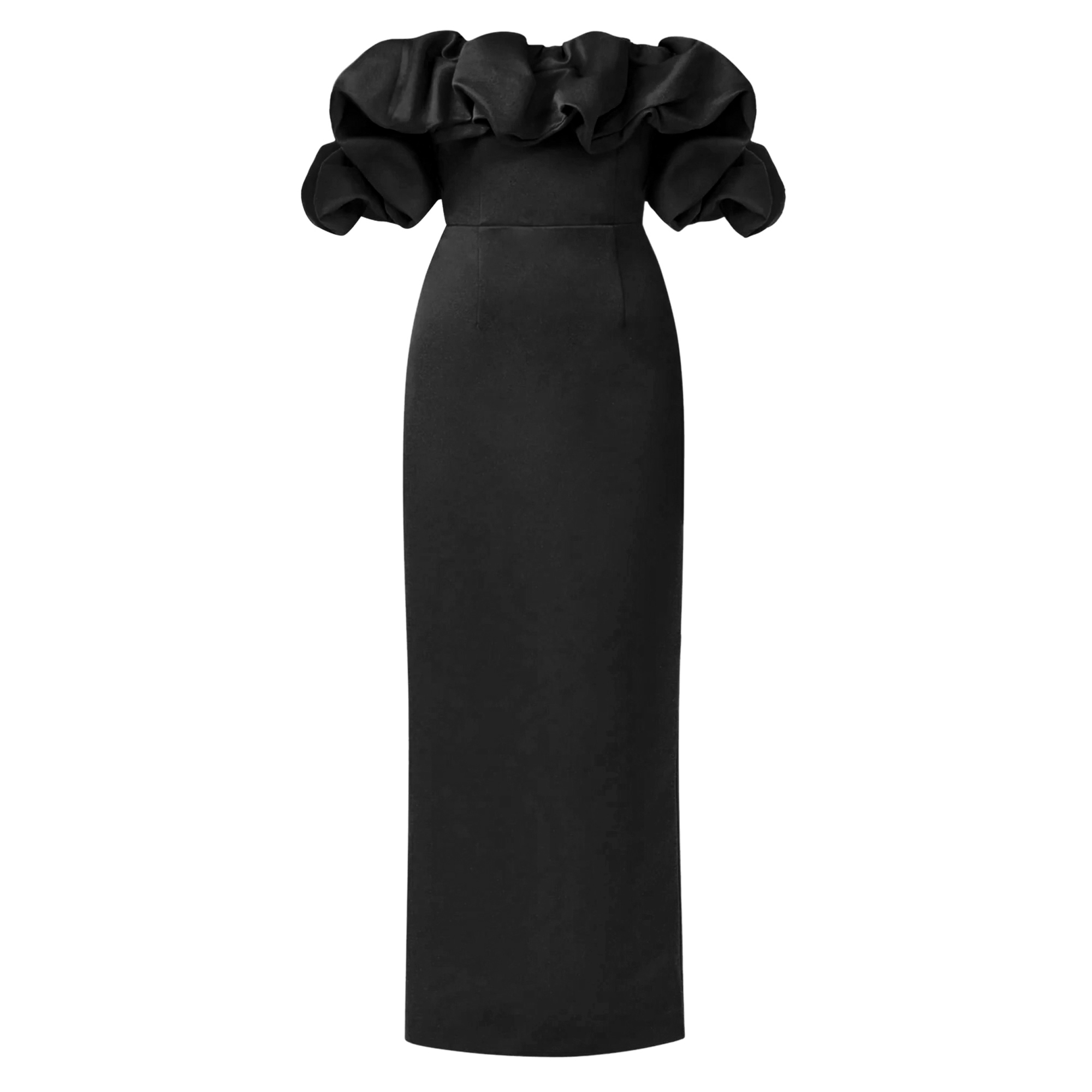 Lucetta Off-The-Shoulder Bubble Neckline Gown