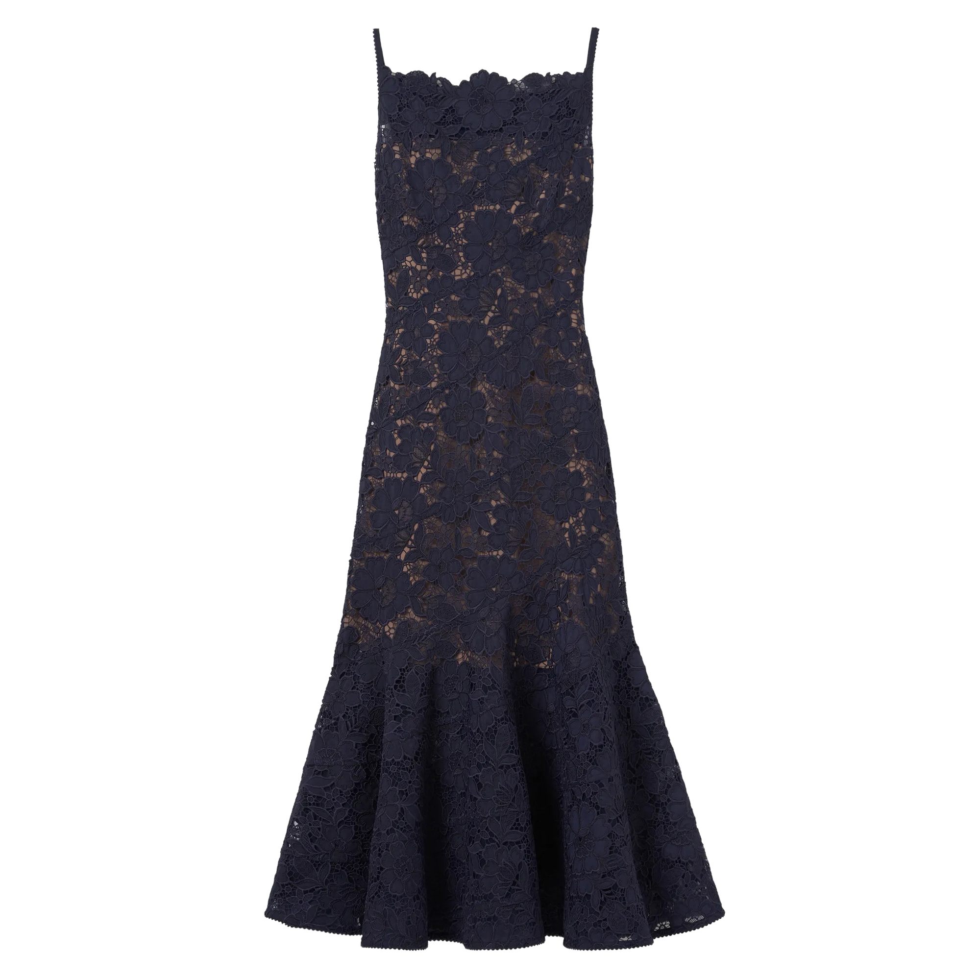 Sleeveless Spiral Lace Midi Dress