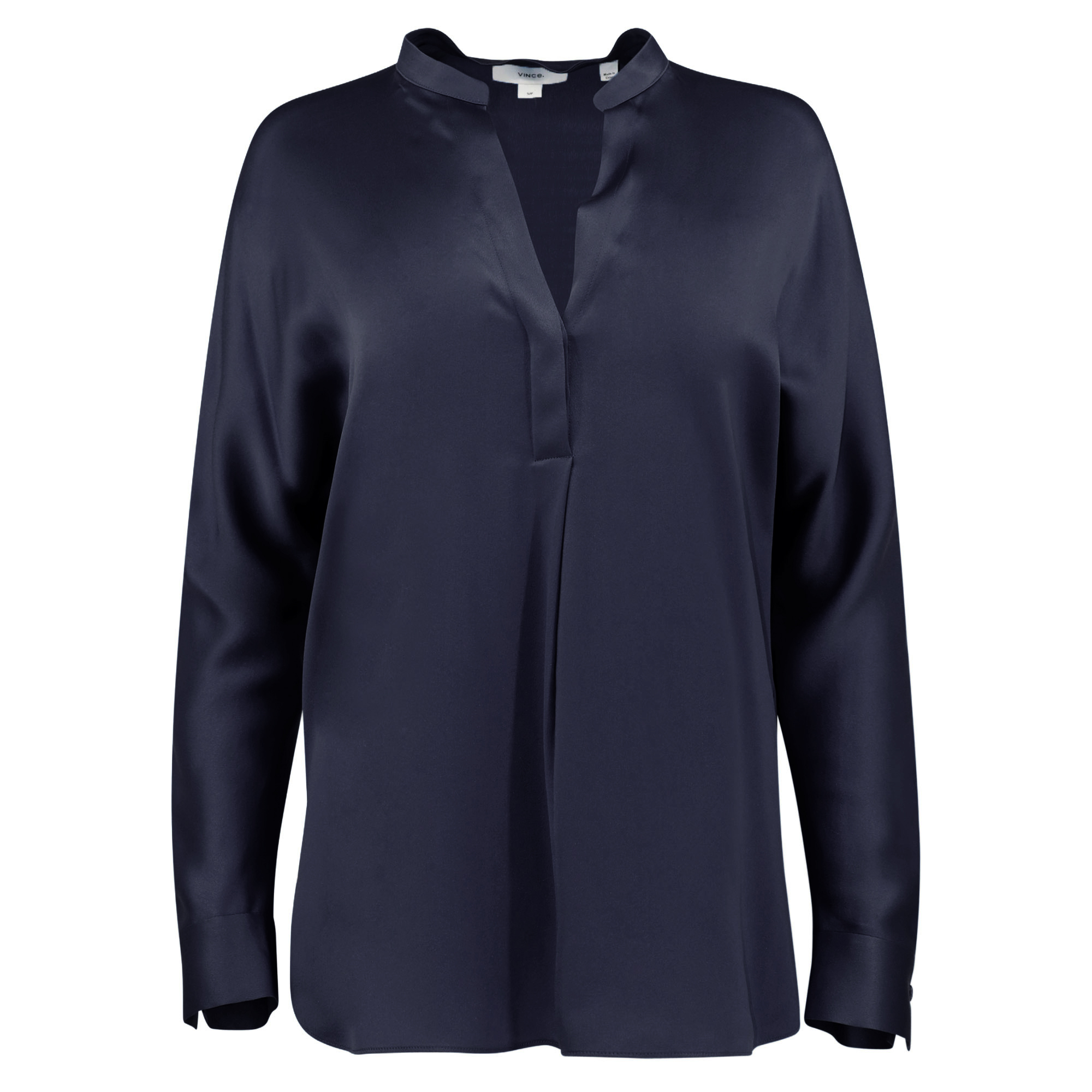 Silk Satin Band Collar Blouse