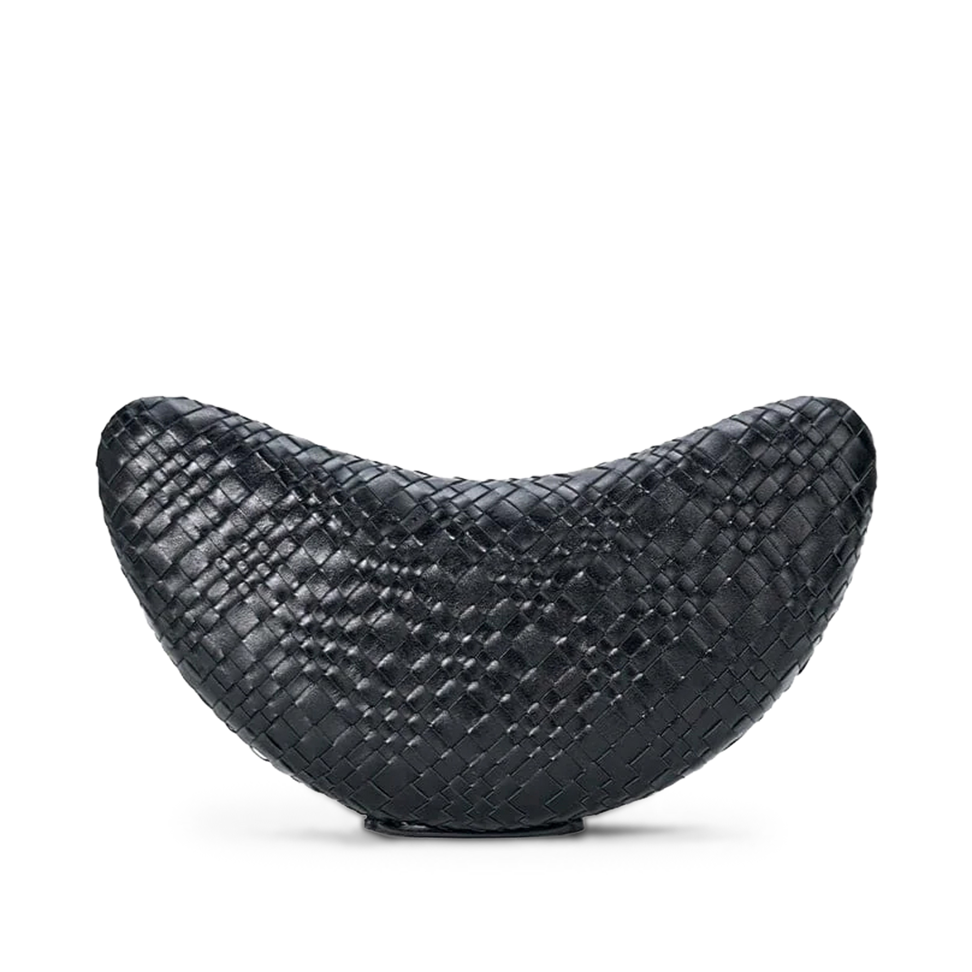 Woven Leather Crescent Clutch