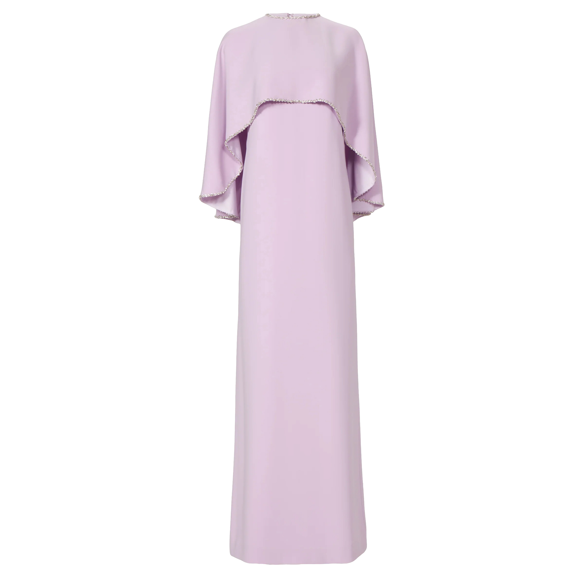 Orianna Sleeveless Crepe Column Gown With Cape