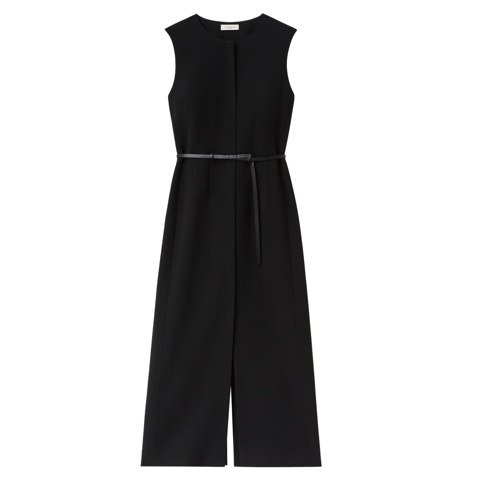 Sleeveless Sheath Midi Dress With Leather Belt