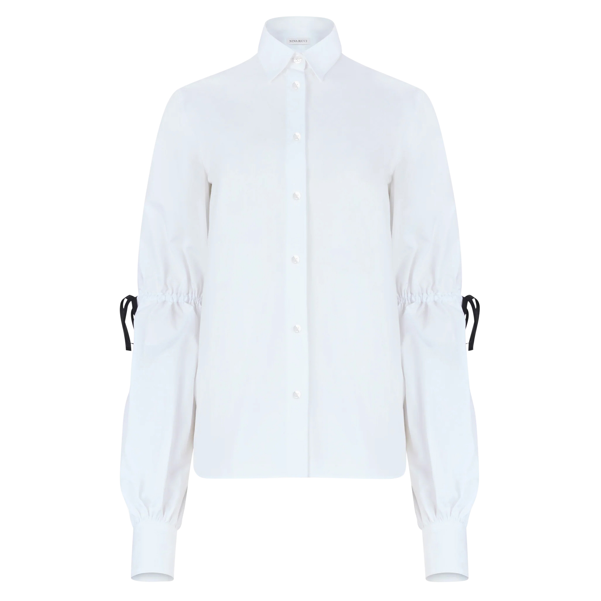 Long Sleeve Cotton Poplin Shirt With Bow Details